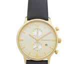 Emporio Armani Gianni Beige Dial Grey Leather Strap Watch For Men - AR0386 Authentic Buy Shop Now