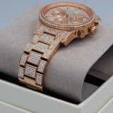 Michael Kors Layton Chronograph Rose Gold Dial Rose Gold Steel Strap Watch For Women - MK7285 Authentic Buy Shop Now