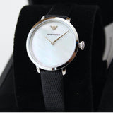 Emporio Armani Modern White Dial Black Leather Strap Watch For Women - AR11159 Authentic Buy Shop Now