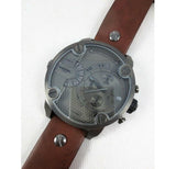 Diesel Little Daddy SBA Small Sized Grey Dial Brown Leather Strap Watch For Men - DZ7258 Authentic Buy Shop Now