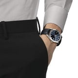 Tissot Gentleman Powermatic 80 Silicium Blue Dial Black Leather Strap Watch For Men - T127.407.16.041.01 Authentic Buy Shop Now