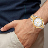 Versace Hellenyium GMT Silver Dial Two Tone Steel Strap Watch for Men - V11030015 Authentic Buy Shop Now