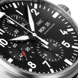 IWC Pilot's Watch Chronograph Black Dial Black Leather Strap Watch for Men - IW377709 Authentic Buy Shop Now