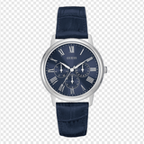 Guess Wafer Chronograph Quartz Blue Dial Blue Leather Strap Watch For Men - W0496G3 Authentic Buy Shop Now