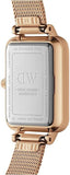 Daniel Wellington Quadro Melrose Green Dial Rose Gold Mesh Strap Watch For Women - DW00100437 Authentic Buy Shop Now