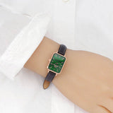 Daniel Wellington Quadro Pressed Sheffield Green Dial Black Leather Strap Watch For Women - DW00100439 Authentic Buy Shop Now