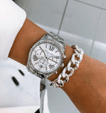 Michael Kors Lexington Silver Dial Silver Steel Strap Watch for Women - MK5555 Authentic Buy Shop Now