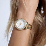 Michael Kors Liliane Mother of Pearl White Dial Gold Steel Strap Watch For Women - MK4555 Authentic Buy Shop Now