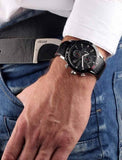 Hugo Boss Rafale Chronograph Black Dial Black Leather Strap Watch For Men - 1513390 Authentic Buy Shop Now