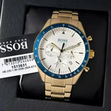 Hugo Boss Trophy White Dial Gold Steel Strap Watch for Men - 1513631 Authentic Buy Shop Now