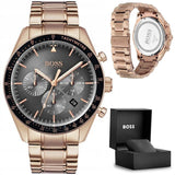 Hugo Boss Trophy Grey Dial Rose Gold Steel Strap Watch for Men - 1513632 Authentic Buy Shop Now
