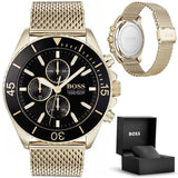 Hugo Boss Ocean Edition Black Dial Gold Mesh Bracelet Watch for Men - 1513703 Authentic Buy Shop Now