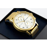 Tommy Hilfiger Kane White Dial Gold Mesh Bracelet Watch for Men - 1710403 Authentic Buy Shop Now