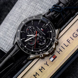 Tommy Hilfiger Luke Quartz Black Dial Black Leather Strap Watch for Men - 1791117 Authentic Buy Shop Now