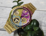 Guess Sugarrush Quartz Multicolor Dial Gold Steel Strap Watch For Women - GW0258L1 Authentic Buy Shop Now