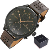 Tommy Hilfiger Chase Quartz Black Dial Brown Leather Strap Watch for Men - 1791577 Authentic Buy Shop Now
