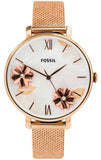 Fossil Jacqueline Three-Hand White Dial Rose Gold Mesh Bracelet Watch for Women - ES4534 Authentic Buy Shop Now