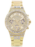 Guess Moonlight Multi Function Diamonds Gold Dial Gold Steel Strap Watch for Women - GW0320L2 Authentic Buy Shop Now