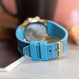 Guess Fusion Chronograph Blue Dial Blue Leather Strap Watch For Women - GW0553L3 Authentic Buy Shop Now