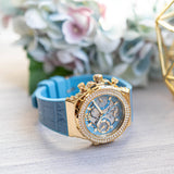 Guess Fusion Chronograph Blue Dial Blue Leather Strap Watch For Women - GW0553L3 Authentic Buy Shop Now