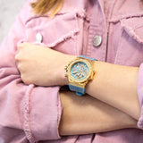 Guess Fusion Chronograph Blue Dial Blue Leather Strap Watch For Women - GW0553L3 Authentic Buy Shop Now