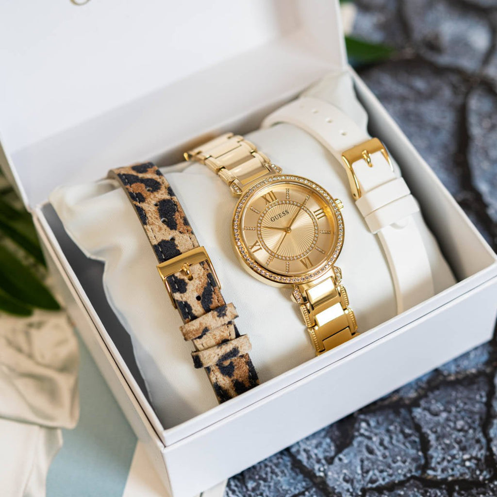 Guess Montage Quartz Gold Dial Gold Steel Strap Watch For Women - GW0588L1 Authentic Buy Shop Now