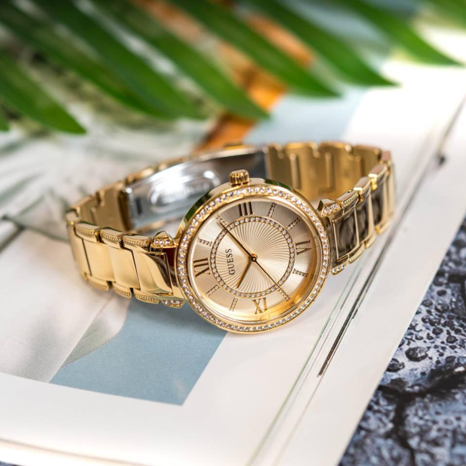 Guess Montage Quartz Gold Dial Gold Steel Strap Watch For Women - GW0588L1 Authentic Buy Shop Now