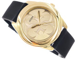 Guess G Twist Gold Dial Black Leather Strap Watch for Women - W0911L3 Authentic Buy Shop Now