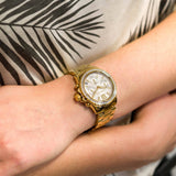 Michael Kors Everest Chronograph White Dial Gold Steel Strap Watch For Women - MK7212 Authentic Buy Shop Now