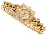 Michael Kors Chain Lock Pave Gold Dial Gold Steel Strap Watch For Women - MK4711 Authentic Buy Shop Now