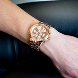 Michael Kors Runway Chronograph Rose Gold Dial Rose Gold Steel Strap Watch For Women - MK5778 Authentic Buy Shop Now