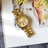 Michael Kors Runway Chronograph Gold Dial Gold Steel Strap Watch For Women - MK7323 Authentic Buy Shop Now