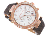 Michael Kors Parker Chronograph White Dial Brown Leather Strap Watch For Women - MK6917 Authentic Buy Shop Now