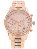 Michael Kors Ritz Chronograph Rose Gold Dial Rose Gold Steel Strap Watch For Women - MK6485 Authentic Buy Shop Now