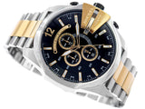 Diesel Mega Chief Chronograph Black Dial Two Tone Steel Strap Watch For Men - DZ4581 Authentic Buy Shop Now