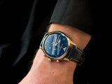 Emporio Armani Chronograph Midnight Blue Dial Blue Leather Strap Watch For Men - AR1862 Authentic Buy Shop Now