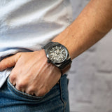 Fossil Everett Automatic Skeleton Grey Dial Grey Steel Strap Watch for Men - ME3206 Authentic Buy Shop Now