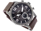 Fossil Nate Chronograph Grey Dial Brown Leather Strap Watch for Men - JR1424 Authentic Buy Shop Now