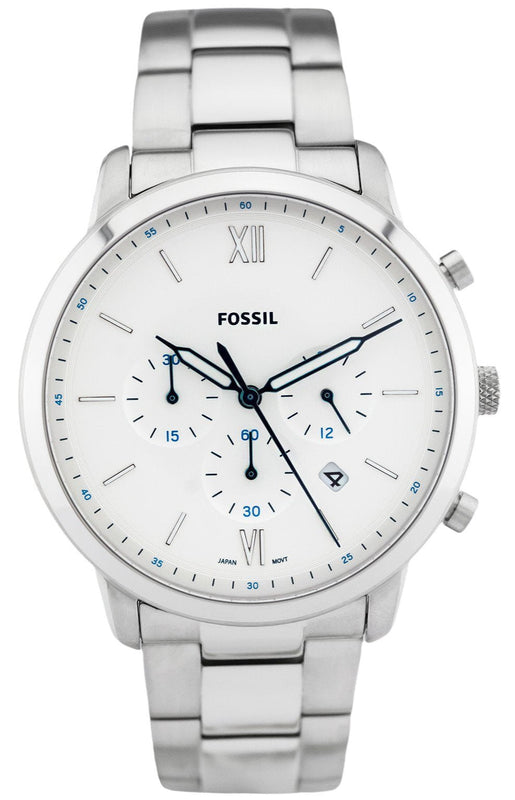 Fossil Neutra Chronograph White Dial Silver Steel Strap Watch for Men - FS5433 Authentic Buy Shop Now