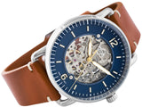 Fossil Commuter Automatic Skeleton Blue Dial Brown Leather Strap Watch for Men - ME3159 Authentic Buy Shop Now