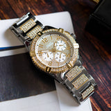 Guess Frontier Chronograph Crystals Silver Dial Two Tone Steel Strap Watch for Men - W0799G4 Authentic Buy Shop Now
