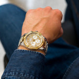 Guess Frontier Chronograph Crystals Silver Dial Two Tone Steel Strap Watch for Men - W0799G4 Authentic Buy Shop Now