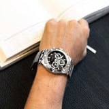 Guess Continental Quartz Black Dial Silver Mesh Strap Watch For Men - GW0582G1 Authentic Buy Shop Now