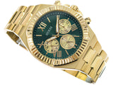 Guess Equity Analog Green Dial Gold Steel Strap Watch For Men - GW0703G2 Authentic Buy Shop Now