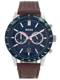 Hugo Boss Allure Blue Dial Brown Leather Strap Watch for Men - 1513921 Authentic Buy Shop Now