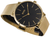 Hugo Boss Horizon Quartz Black Dial Gold Mesh Bracelet Watch For Men - 1513735 Authentic Buy Shop Now