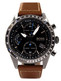 Hugo Boss Pilot Black Dial Brown Leather Strap Watch for Men - 1513851 Authentic Buy Shop Now