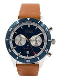 Hugo Boss Santiago Blue Dial Brown Leather Strap Watch for Men - 1513860 Authentic Buy Shop Now
