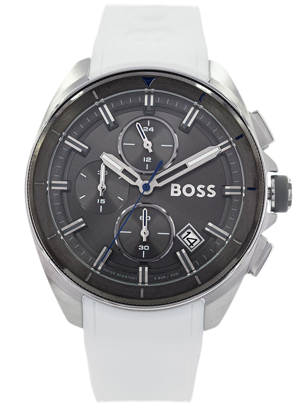 Hugo Boss Volane Grey Dial White SIlicone Strap Watch for Men - 1513948 Authentic Buy Shop Now