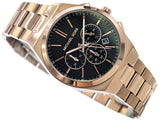 Michael Kors Lennox Chronograph Black Dial Rose Gold Steel Strap Watch For Men - MK9119 Authentic Buy Shop Now